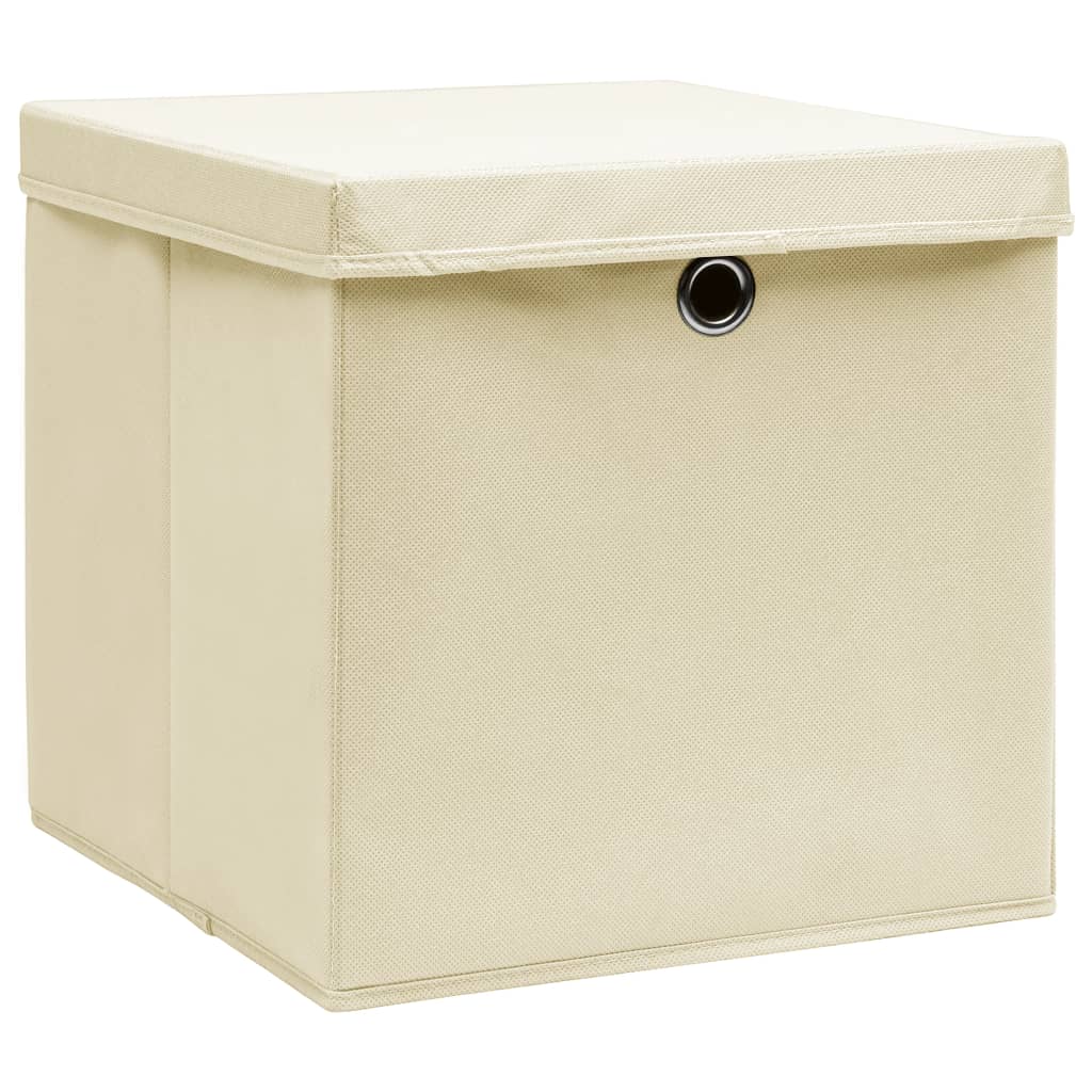 Aufbewahrungsboxen mit Deckeln 10 Stk. 28x28x28 cm Schwarz