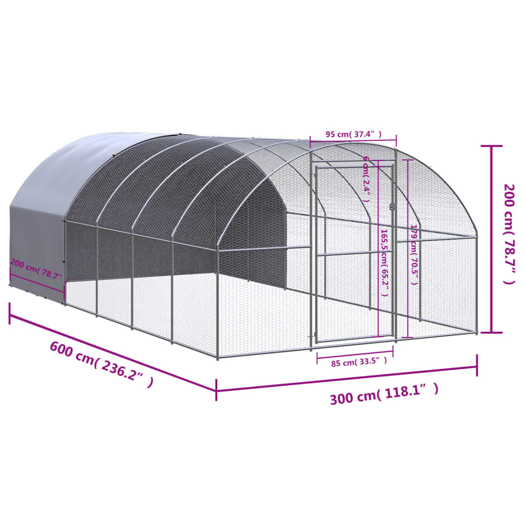 Outdoor-Hühnerstall 3x2x2 m Verzinkter Stahl