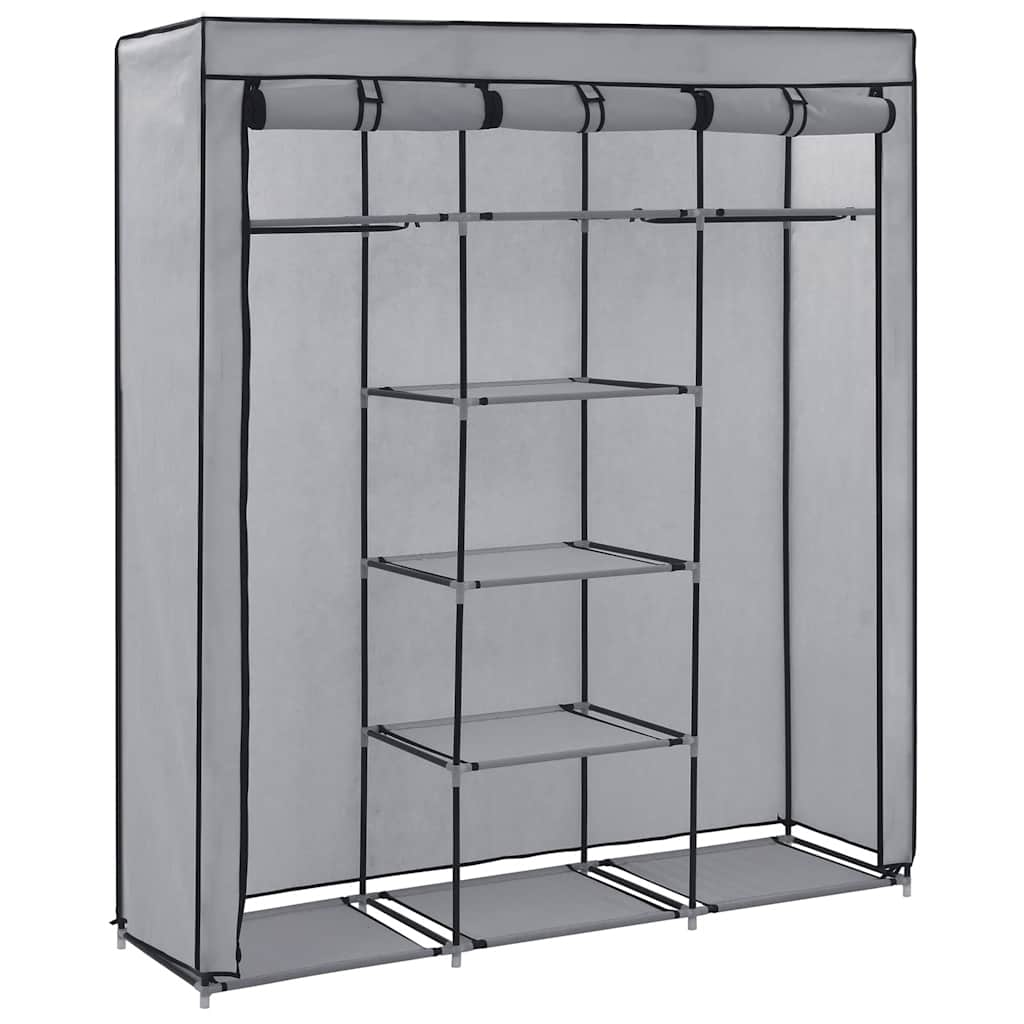 Kleiderschrank mit Fächern Stangen Schwarz 150x45x175cm Stoff