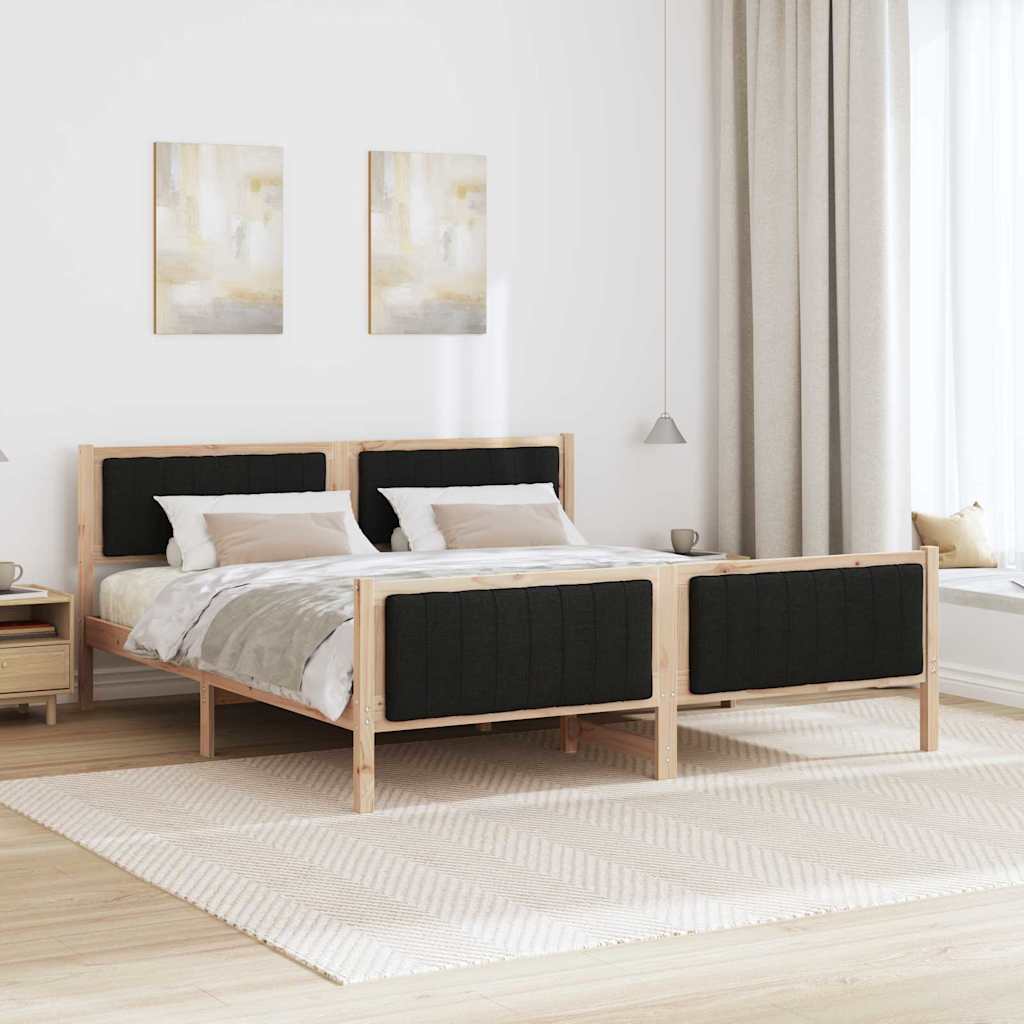 Bettgestell Braun und hellgrau 200 x 200 cm Massivholz Kiefer