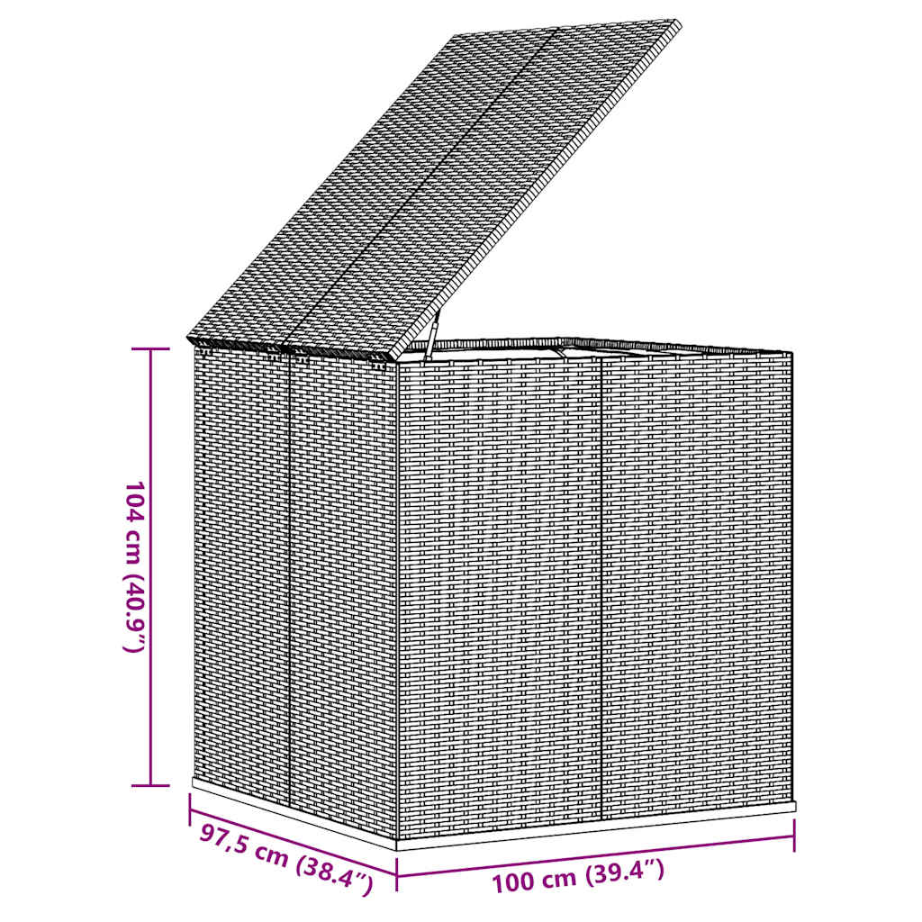Garten-Kissenbox PE Rattan 100x49x103,5 cm Schwarz