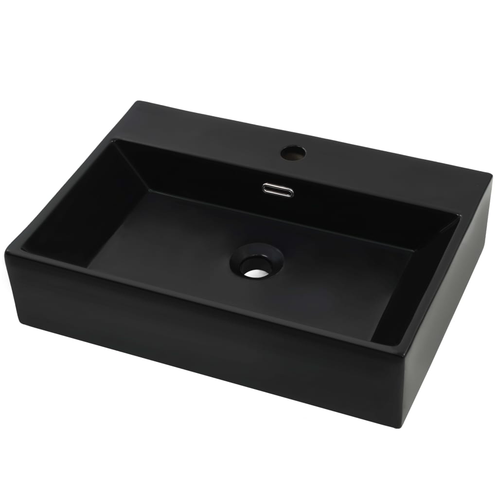 Waschbecken mit Hahnloch Keramik Schwarz 51,5 x 38,5 x 15 cm