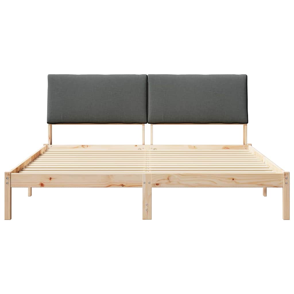 Bettgestell Braun und hellgrau 200 x 200 cm Massivholz Kiefer
