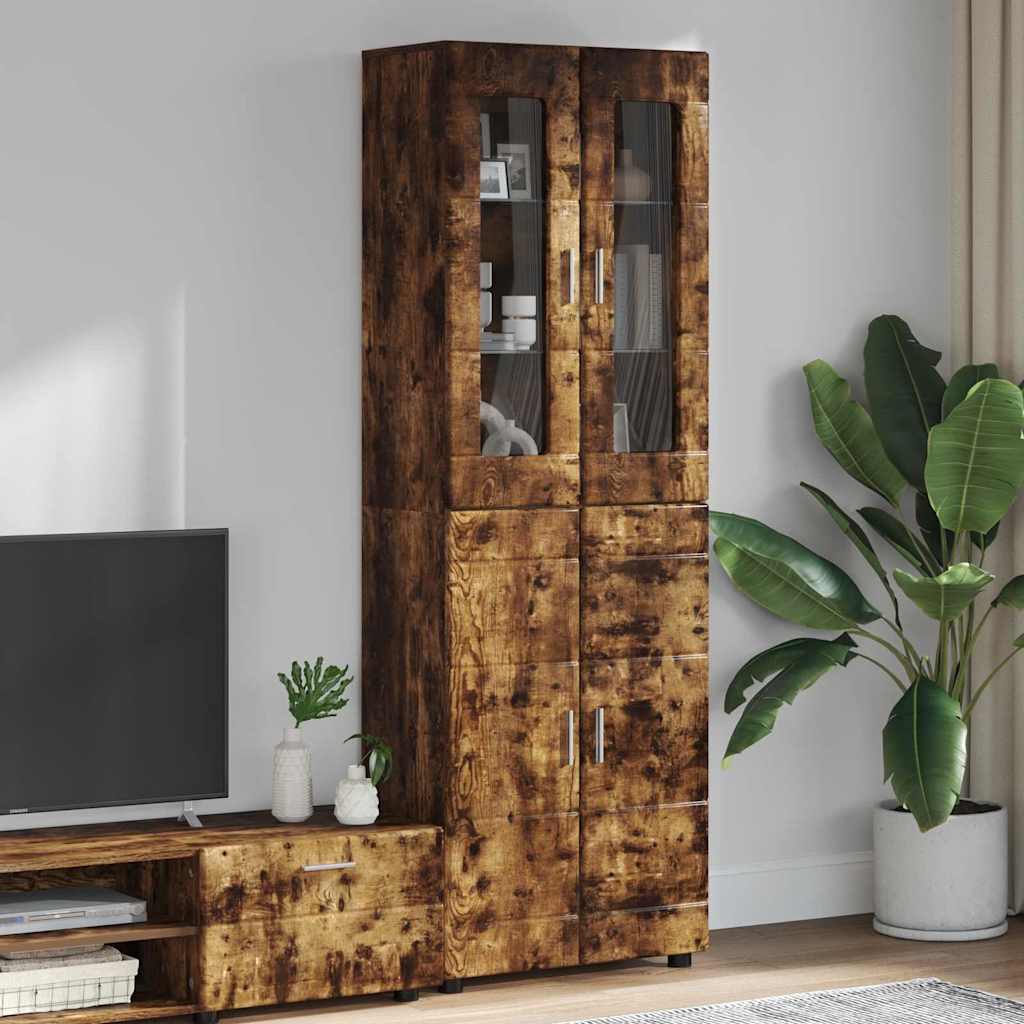 Highboard mit Regal FLORIN Weiß 60 x 35 x 182 cm Holzwerkstoff