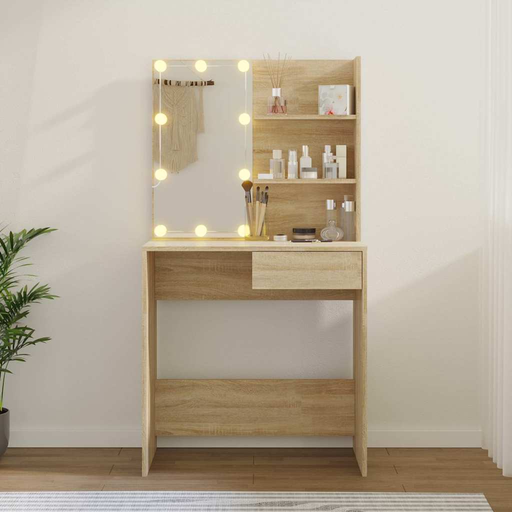 Schminktisch mit LED Weiß 74,5x40x141 cm