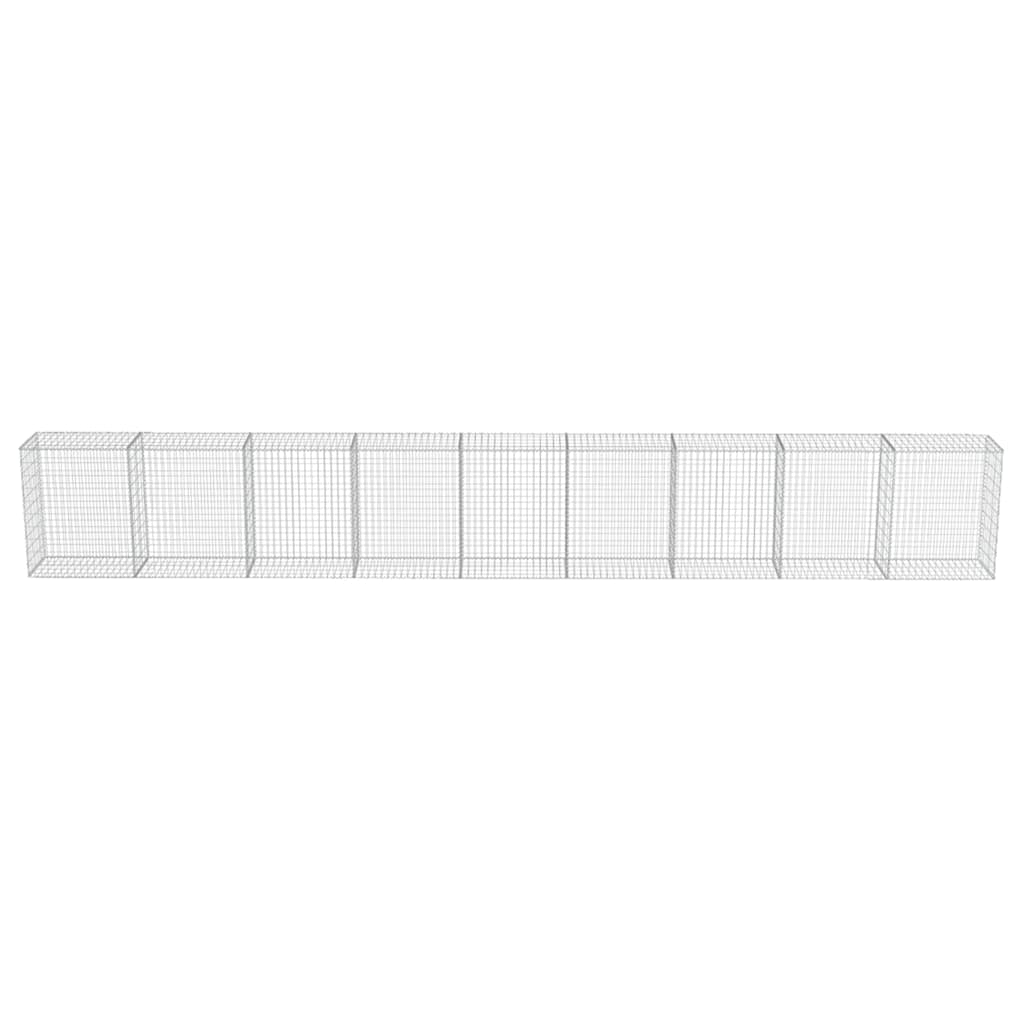Gabionenwand mit Abdeckung Verzinkter Stahl 20×20×100 cm