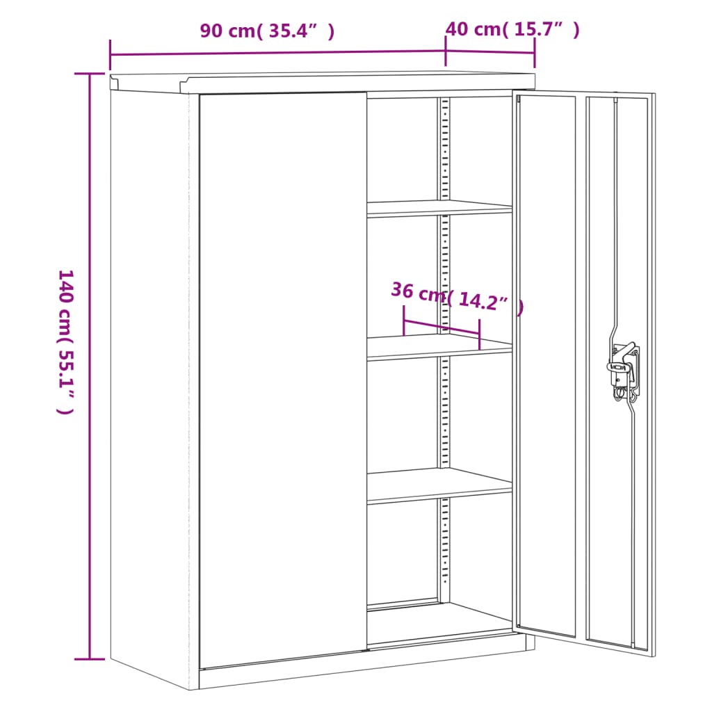 Aktenschrank Weiß 90x40x110 cm Stahl