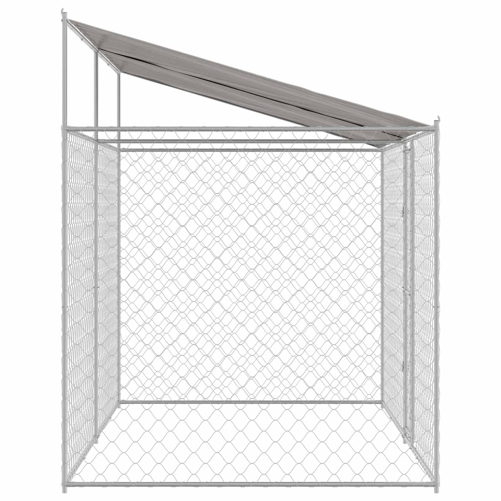 Hundezwinger mit Dach und Tür Grau 2x2x2 m Verzinkter Stahl