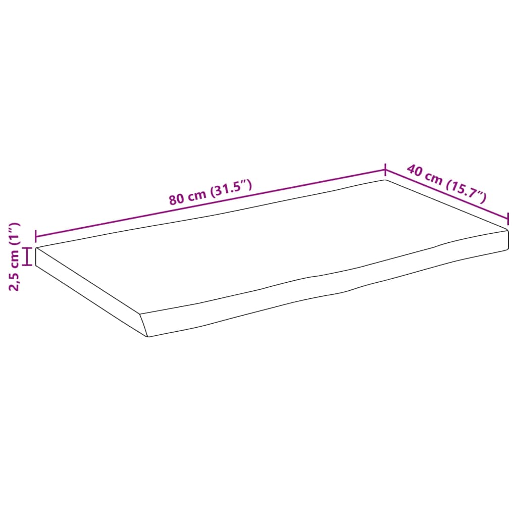 Tischplatte 40x40x2,5 cm Rechteckig Massivholz Akazie Baumkante