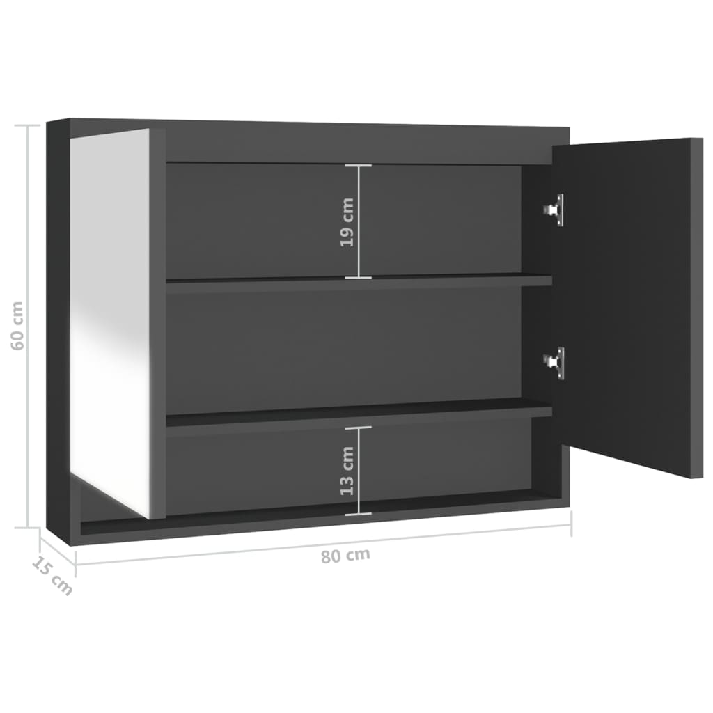 Spiegelschrank fürs Bad 80x15x60 cm Glänzend Schwarz
