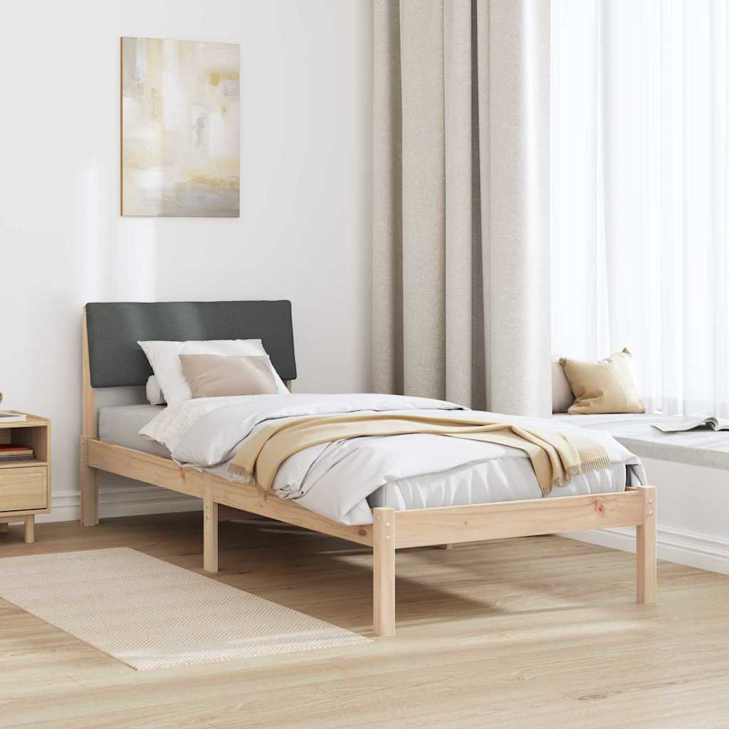 Bettgestell Braun und hellgrau 200 x 200 cm Massivholz Kiefer
