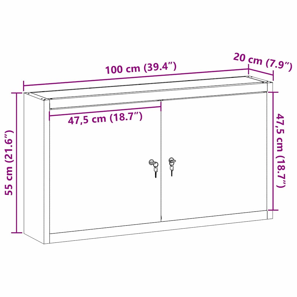 Werkzeugschrank mit Regal Schwarz und Grau 55 x 55 x 55 cm