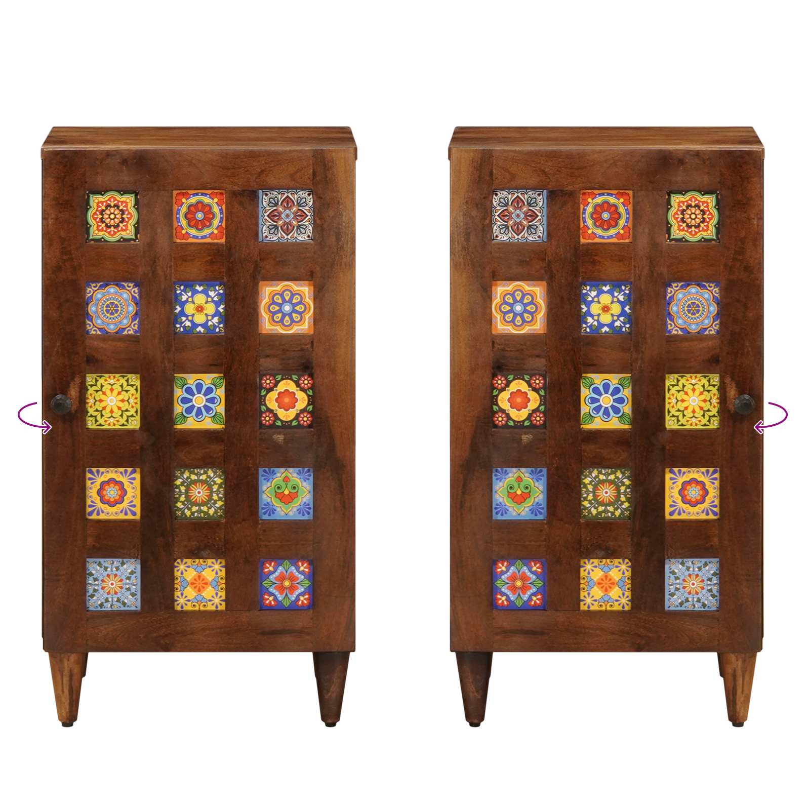 Sideboard mit Speicher Walnuss 40 x 33 x 75 cm Massivholz Mango