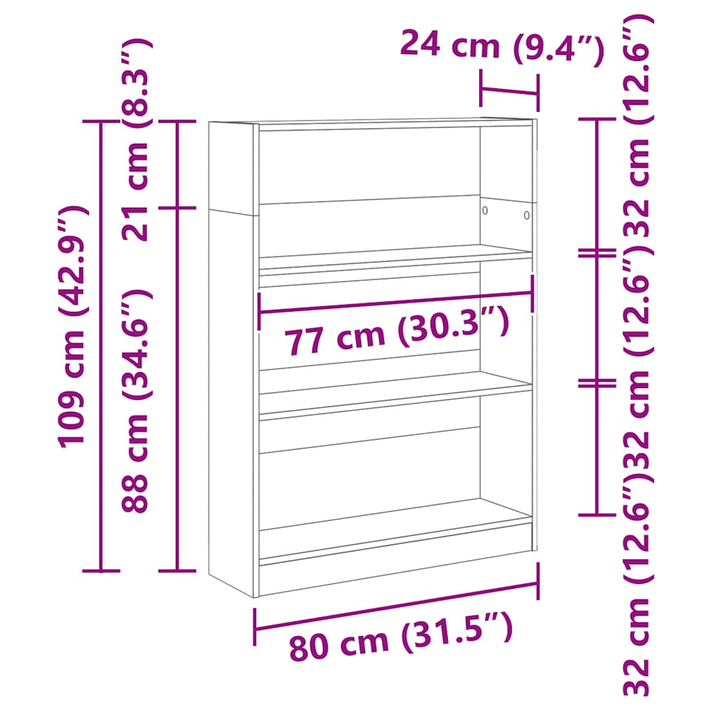 Bücherregal Weiß 40x24x75 cm Holzwerkstoff
