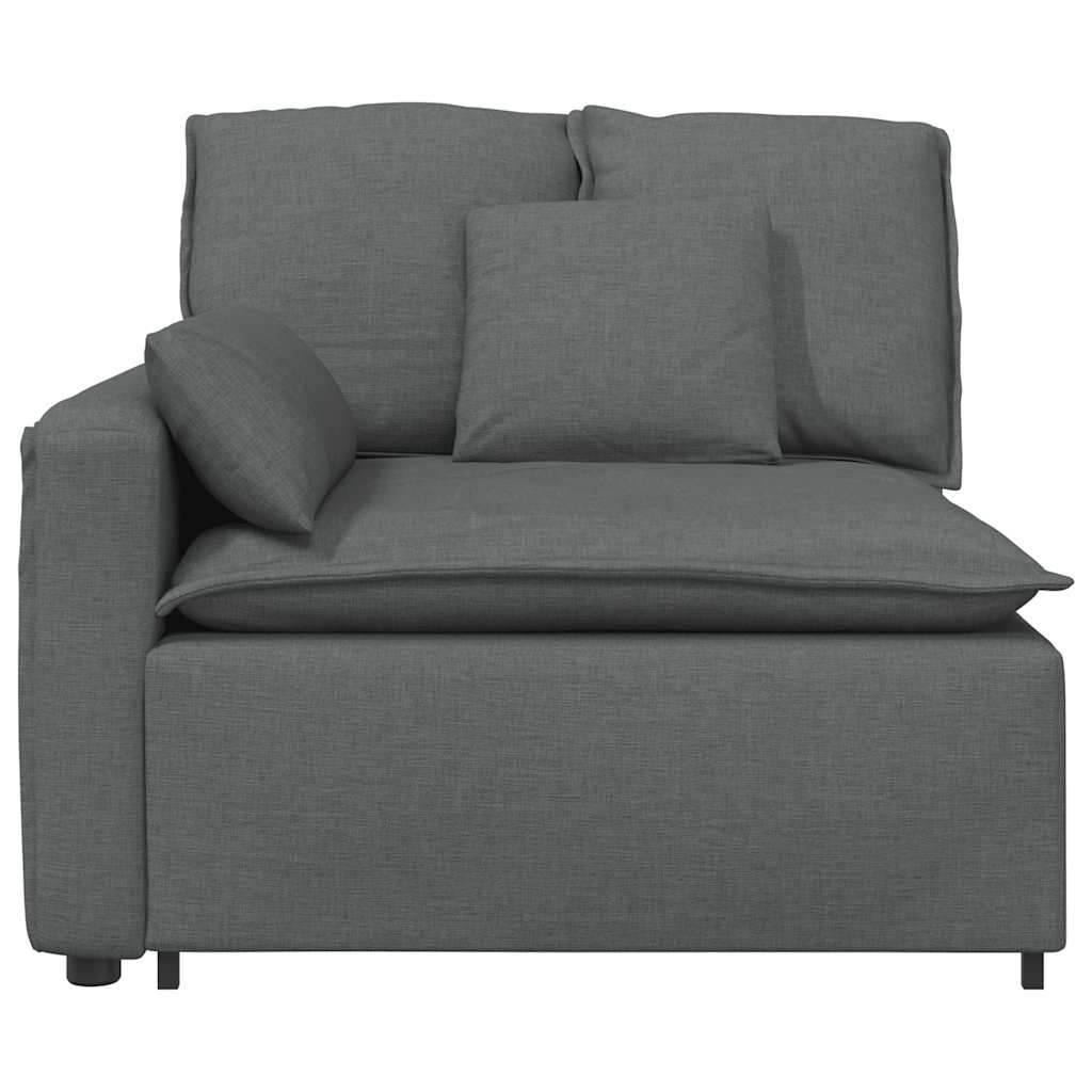 Modulares Sofa Endmodul mit Armlehne Kissen Hellgrau 100 cm
