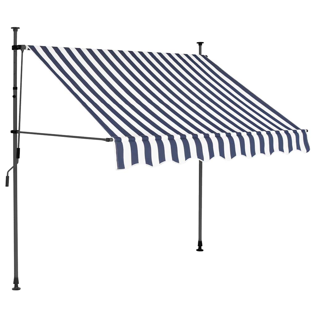 Einziehbare Markise Handbetrieben mit LED 100 cm Blau und Weiß
