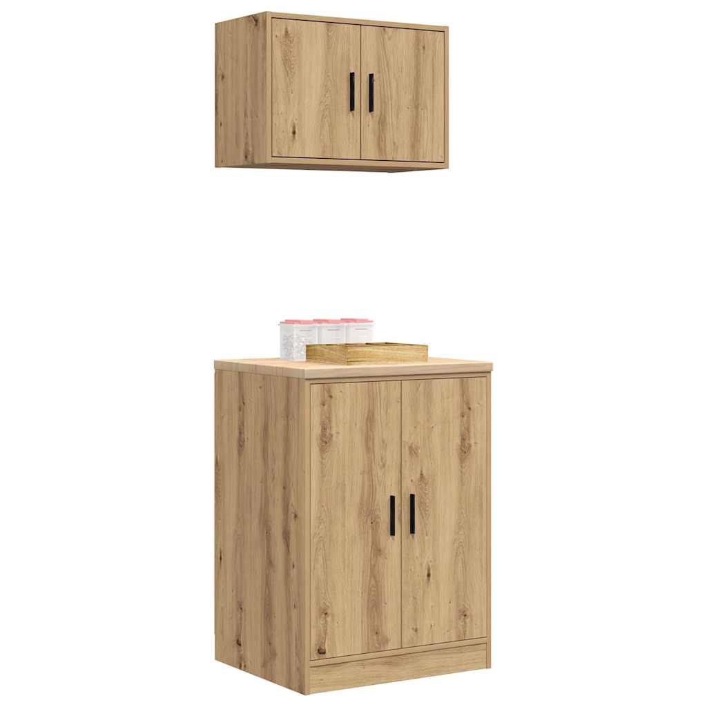 Garagenschränke 2 Stk. Schwarz Holzwerkstoff