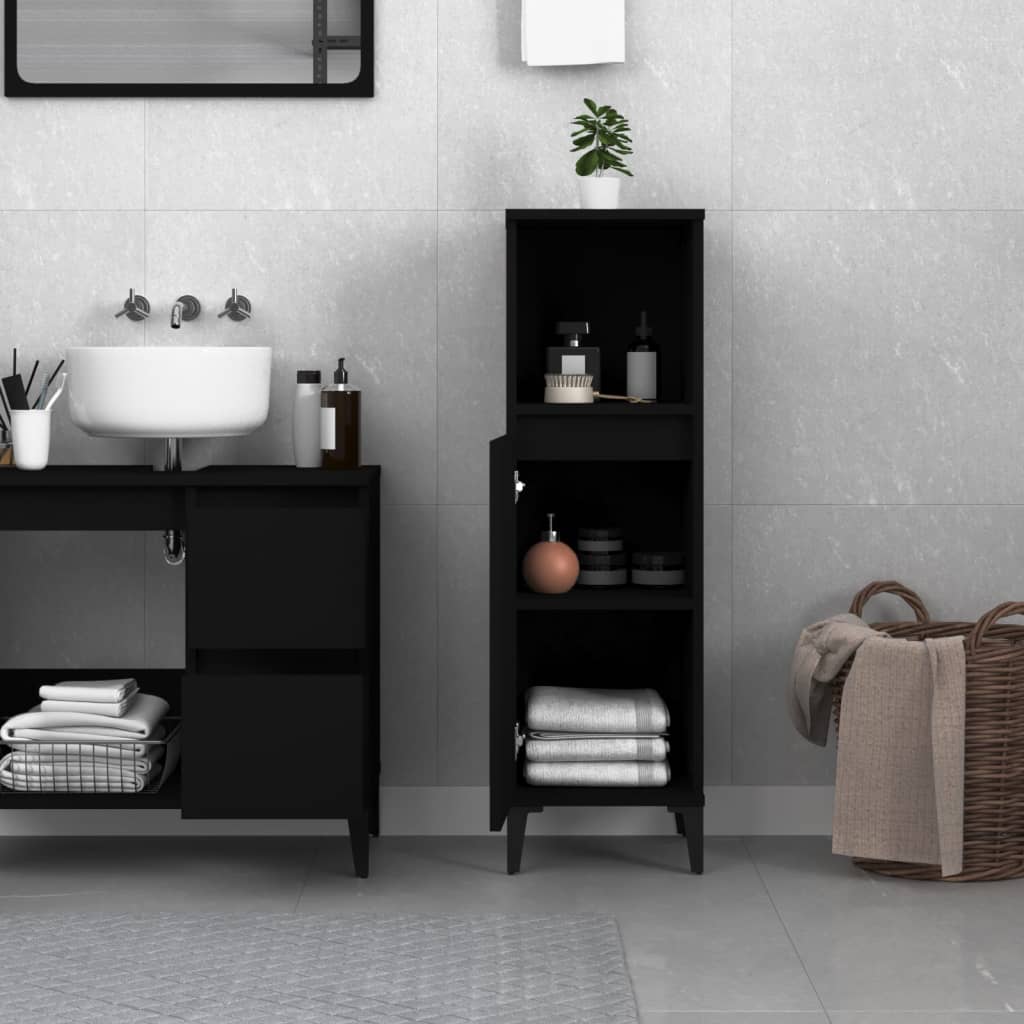 Badschrank Weiß 30x30x100 cm Holzwerkstoff