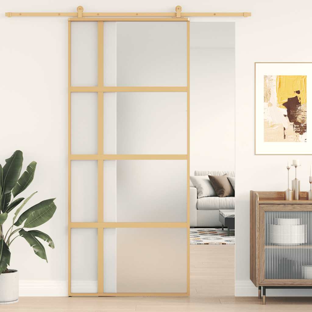 Schiebetür ESG-Glas und Aluminium 76x205 cm Schwarz