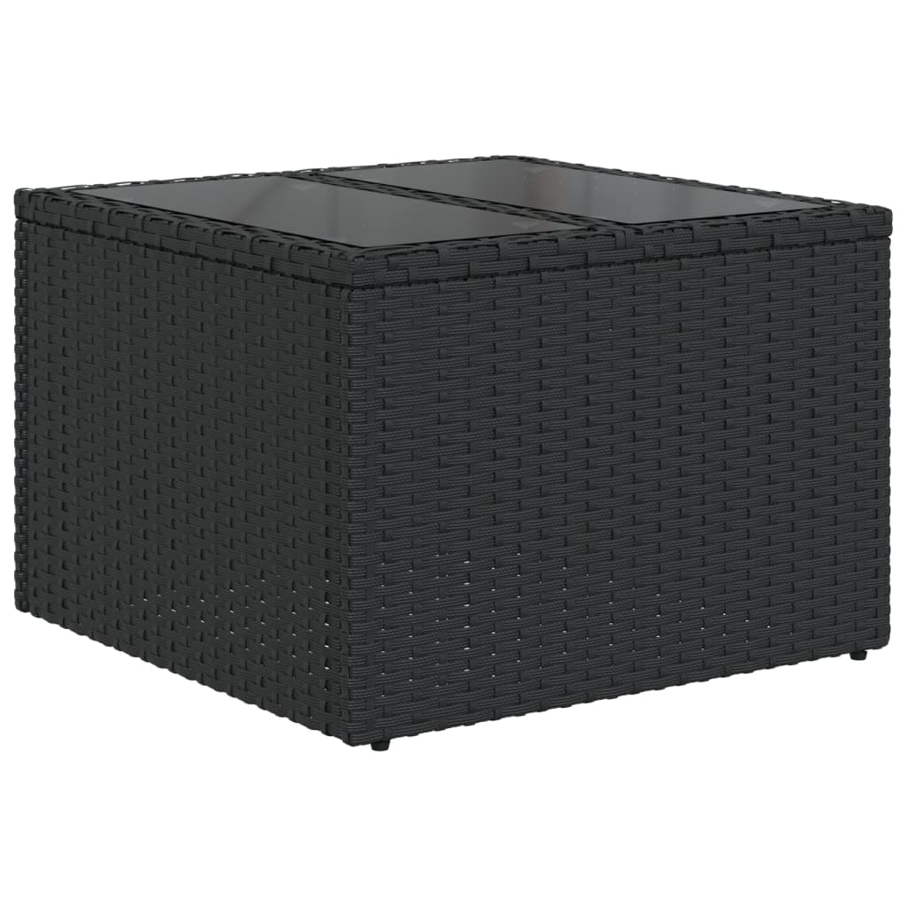 3-teiliges Gartensofa-Set mit Kissen, schwarzes Polyrattan