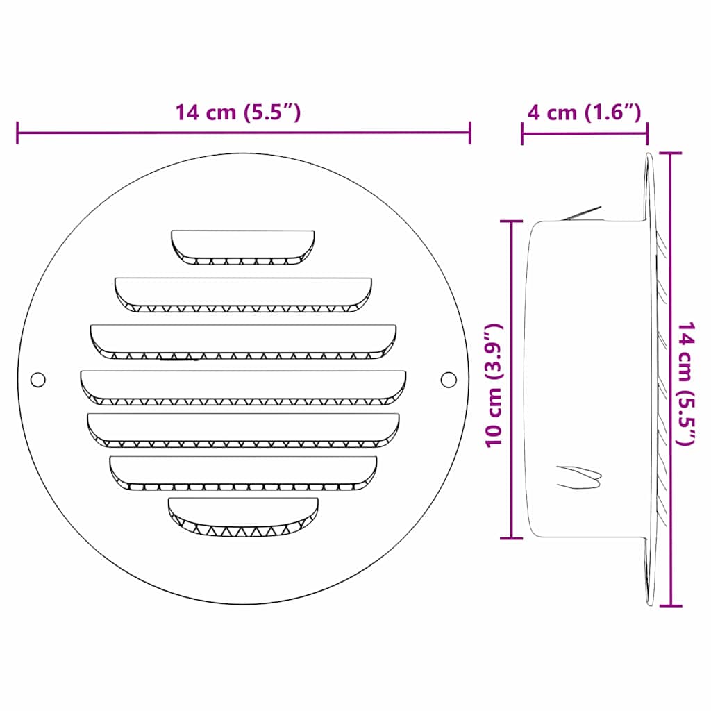 Lüftungsgitter 4 pcs Silber 80 mm Edelstahl