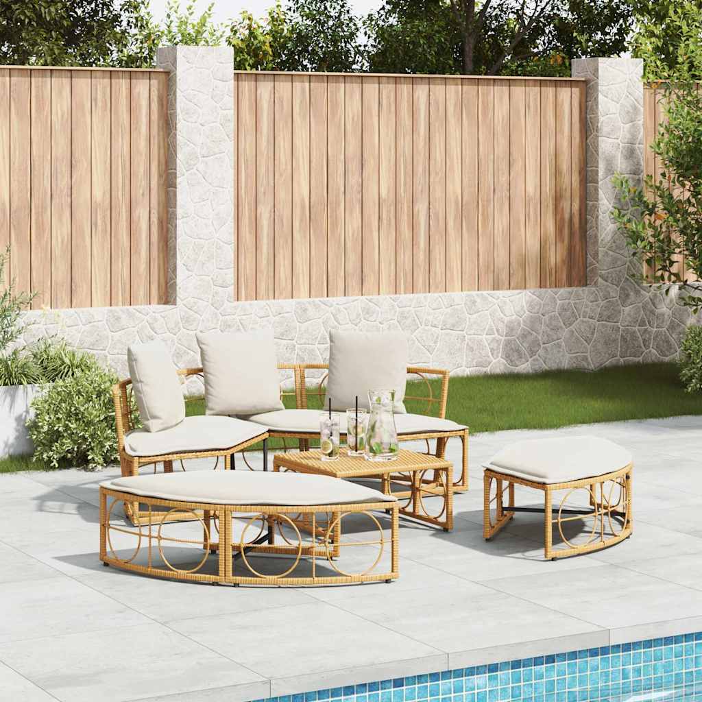 Outdoor-Loungebett mit Dach und Kissen Schwarz Poly Rattan