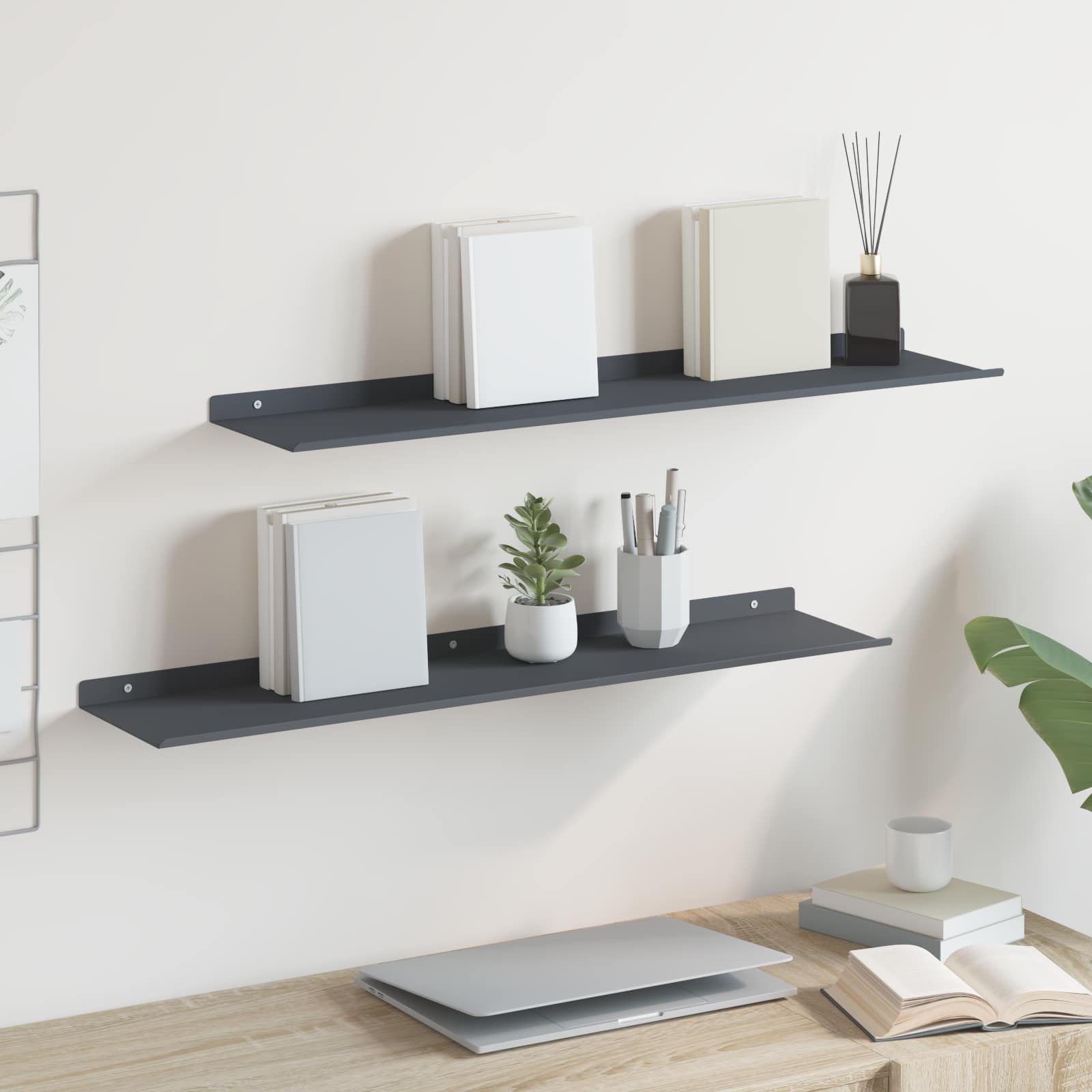 Schwebendes Regal 3 pcs Schwarz 40 x 9 x 2,5 cm Stahl