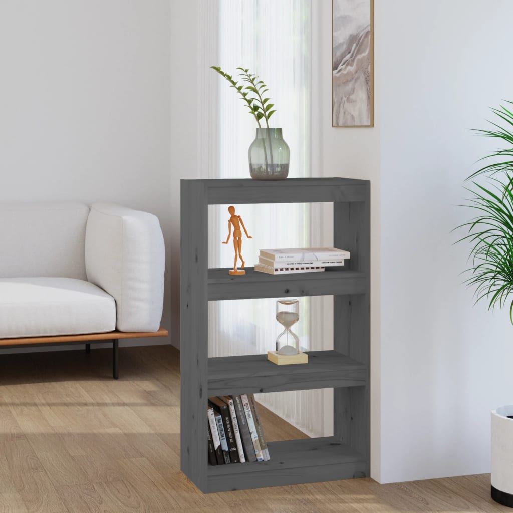 Bücherregal/Raumteiler Grau 60x30x71,5 cm Massivholz Kiefer