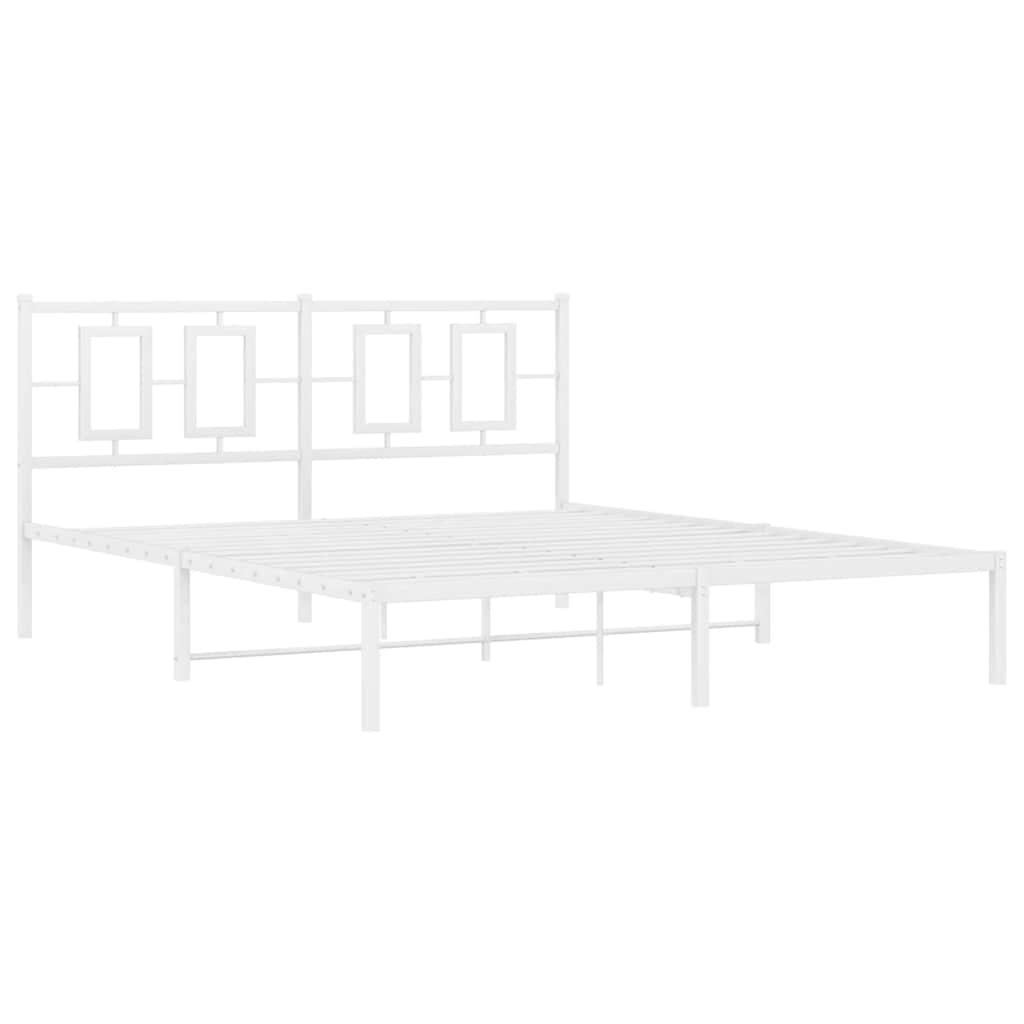 Bettgestell mit Kopf- und Fußteil Metall Weiß 180x200 cm