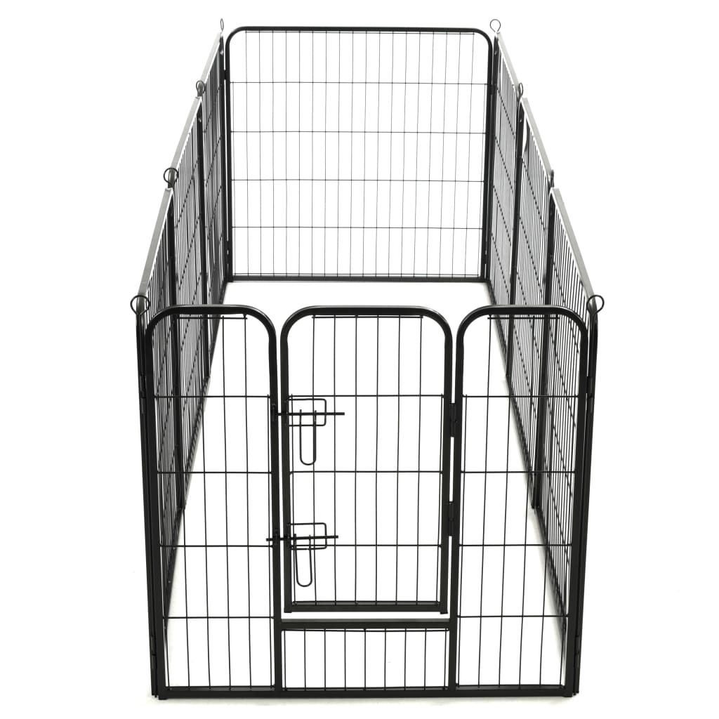Hunde-Laufgitter 8 Paneele Stahl 60 x 80 cm Schwarz