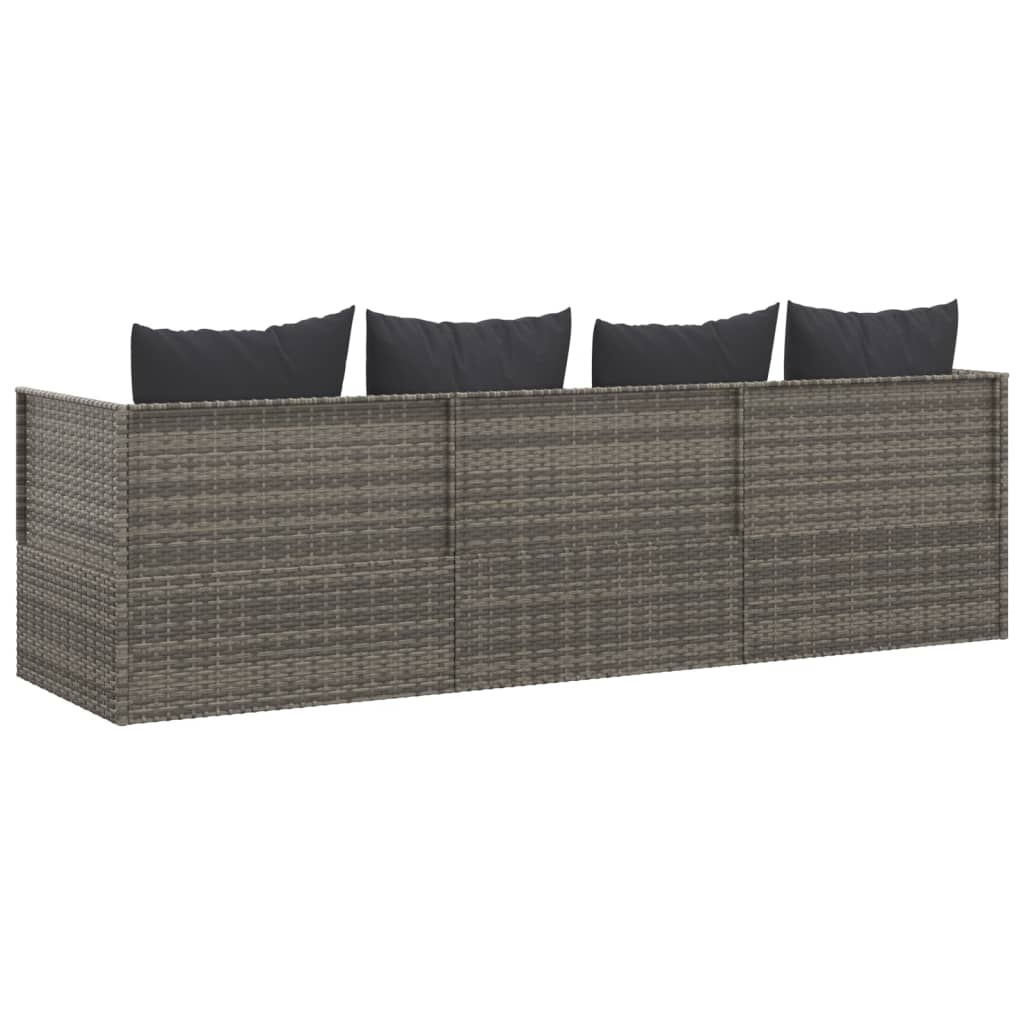 Outdoor-Loungebett mit Kissen Braun Poly Rattan