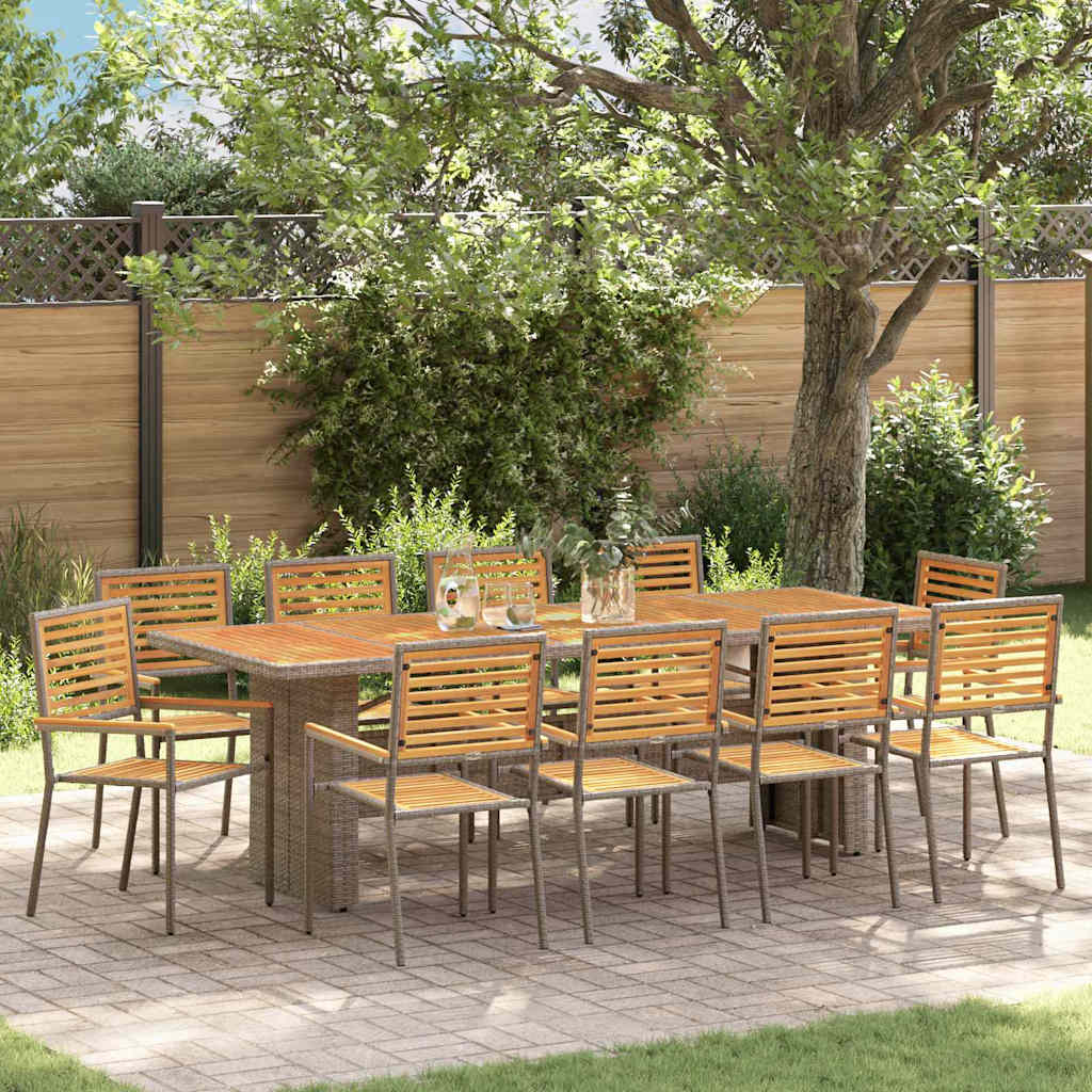 Garten Essgruppe 9 pcs Schwarz und Braun Poly-Rattan