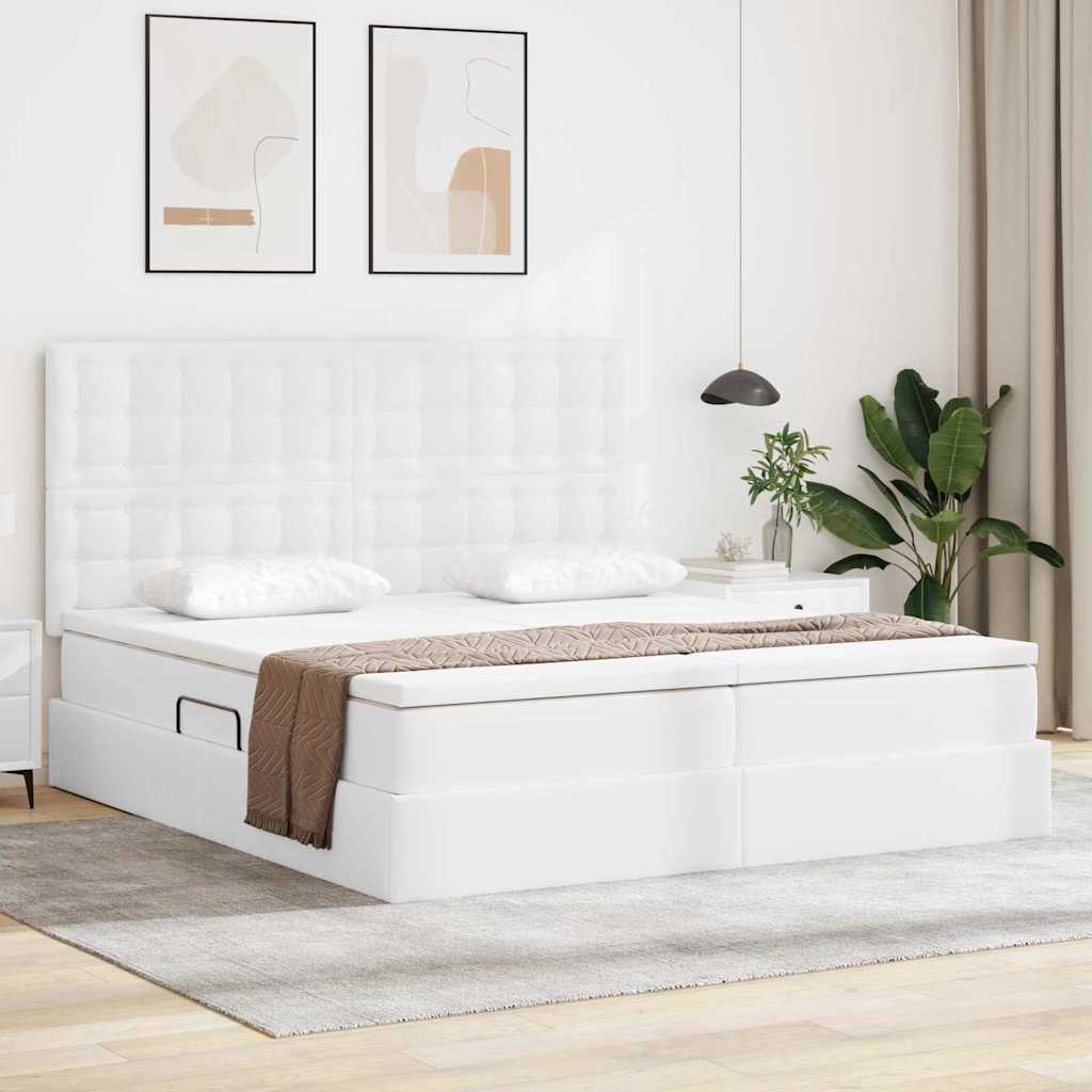 Bett mit Stauraum und LED Schwarz 180 x 200 cm Kunstleder