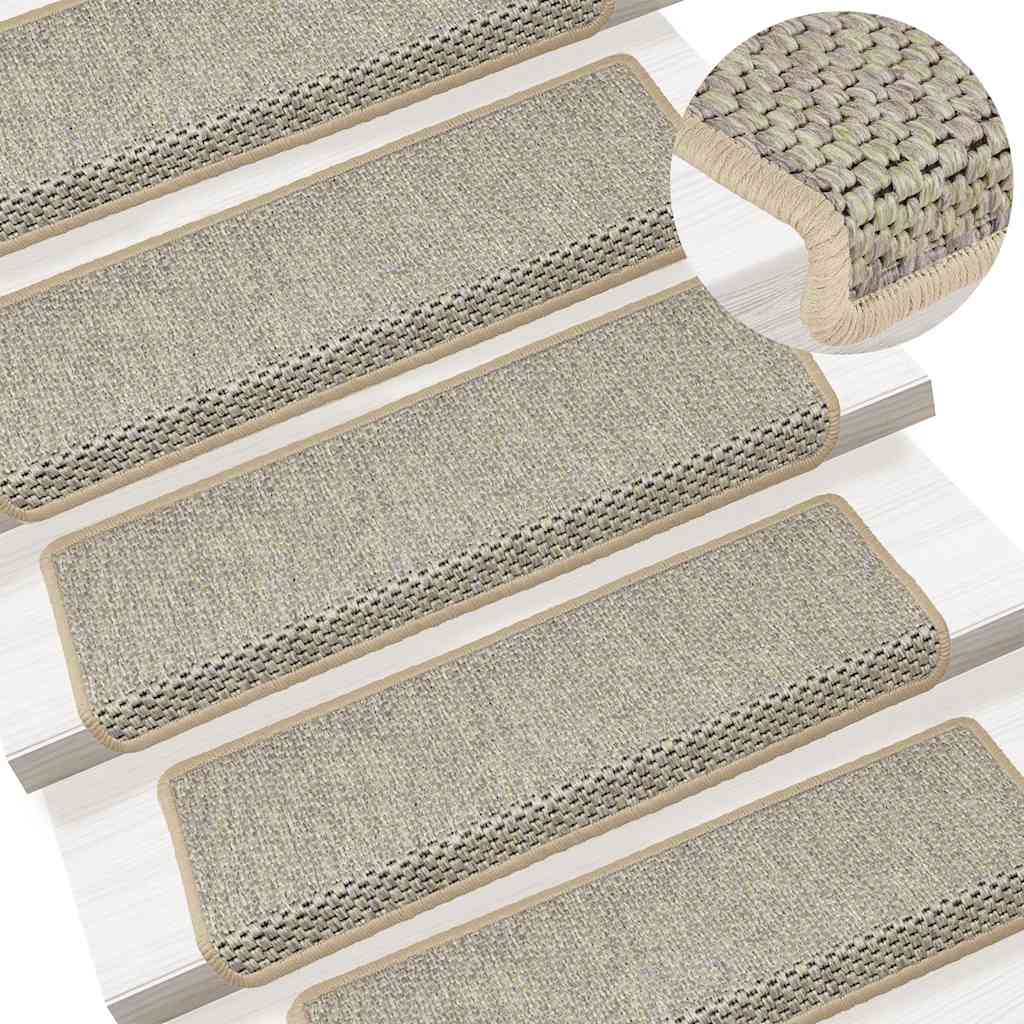 Treppenmatten Selbstklebend Sisal-Look 15 Stk. 65x21x4 Platina