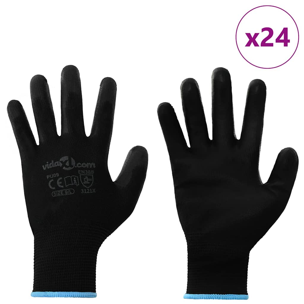 Arbeitshandschuhe 12 pcs Schwarz 7 / S Polyester