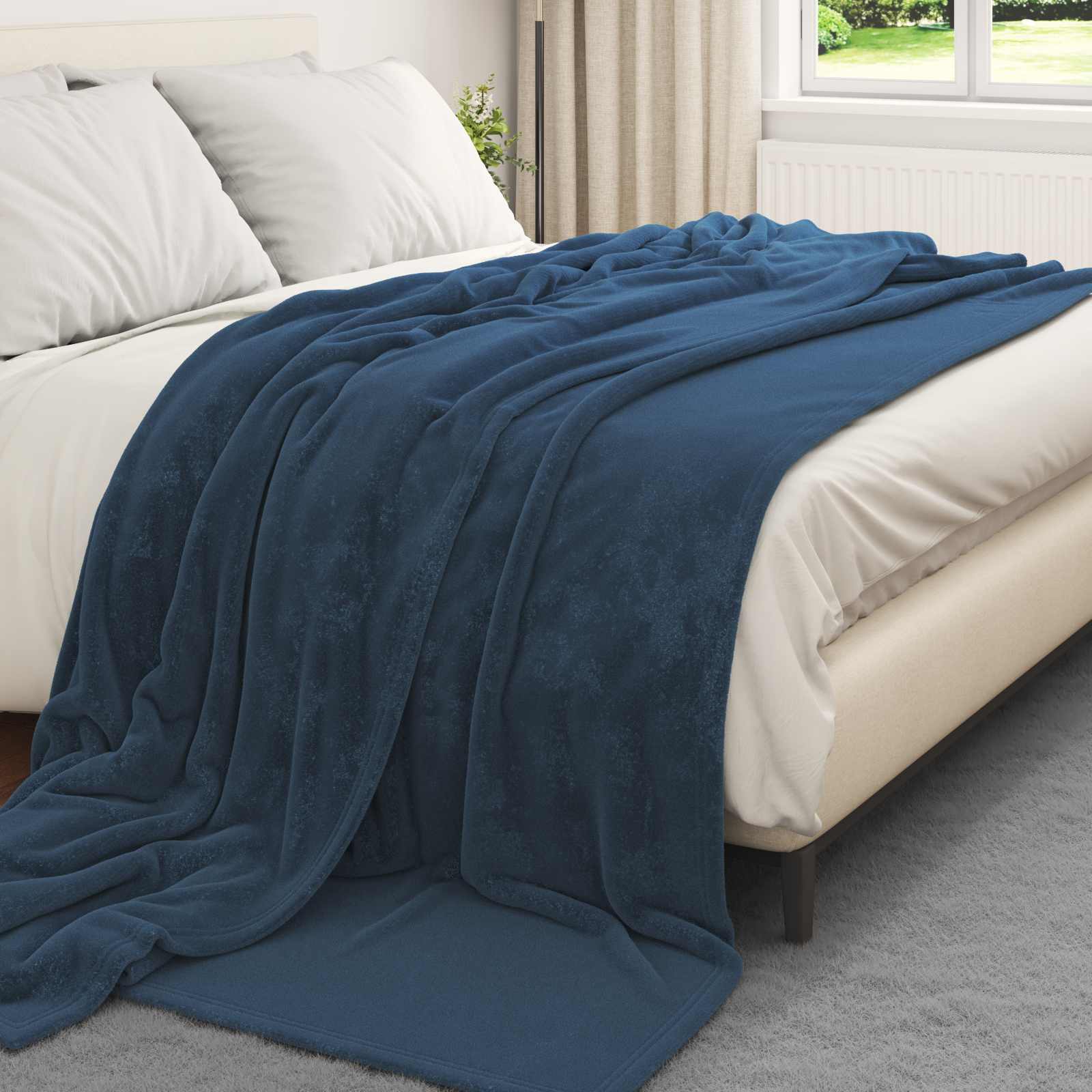 Überwurfdecke Beige 130 x 150 cm Fleece