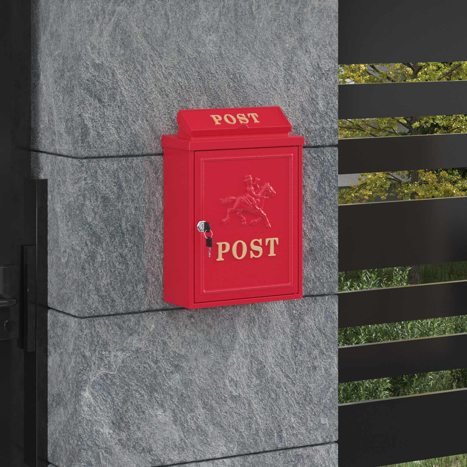 Wandmontierter Briefkasten Grün 29 x 13 x 41 cm Gussaluminium