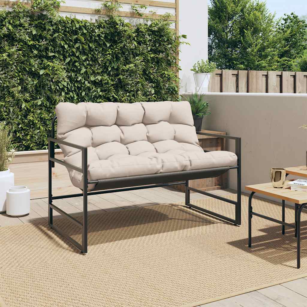 Gartenbank mit Kissen Anthrazit 113 cm Stahl