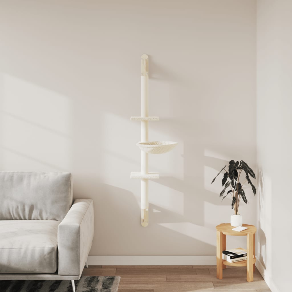 Kratzbaum mit Kratzsäule Wandmontage Creme 142,5 cm