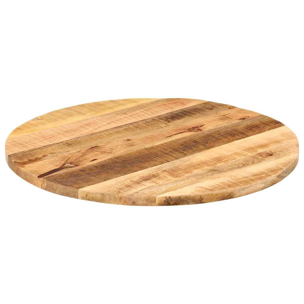Tischplatte Ø 40x2,5 cm Rund Raues Massives Mangoholz