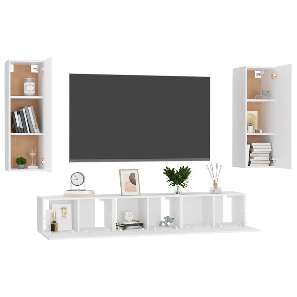 4-tlg. TV-Schrank-Set Weiß Holzwerkstoff