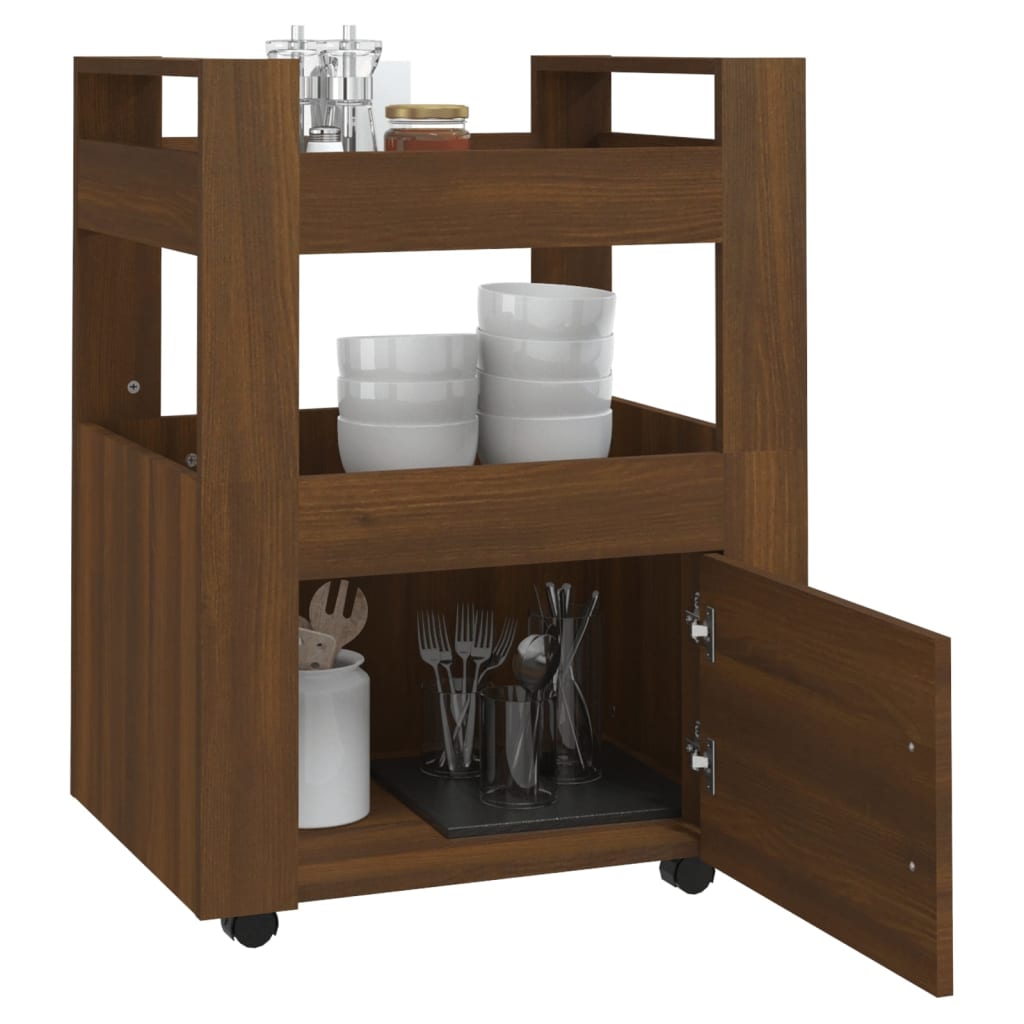 Küchenwagen Weiß 60x45x80 cm Holzwerkstoff