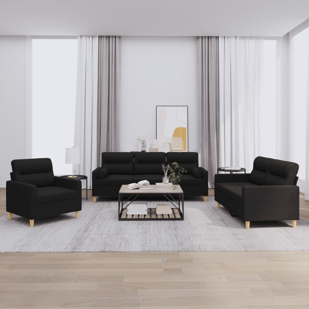 4-tlg. Sofagarnitur mit Kissen Taupe Stoff
