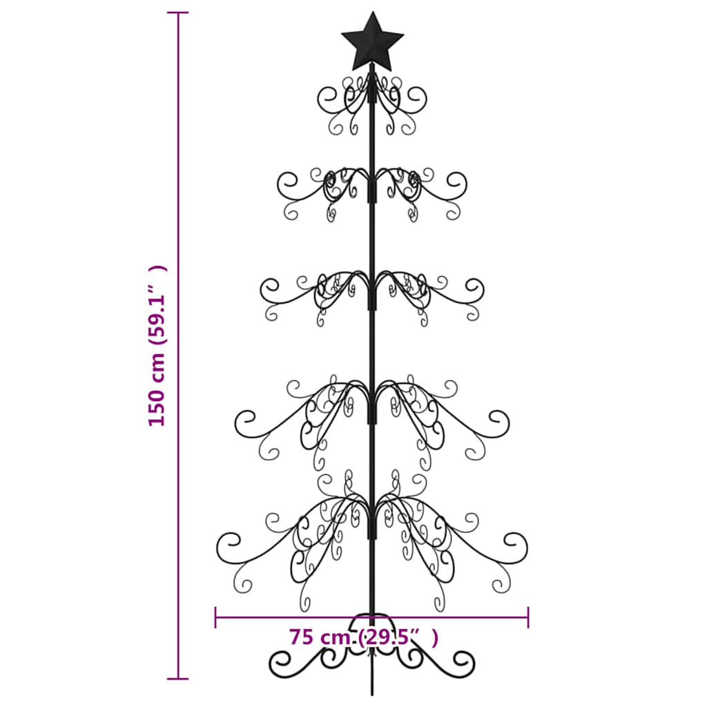 Metall-Weihnachtsbaum für Dekorationen Schwarz 90 cm
