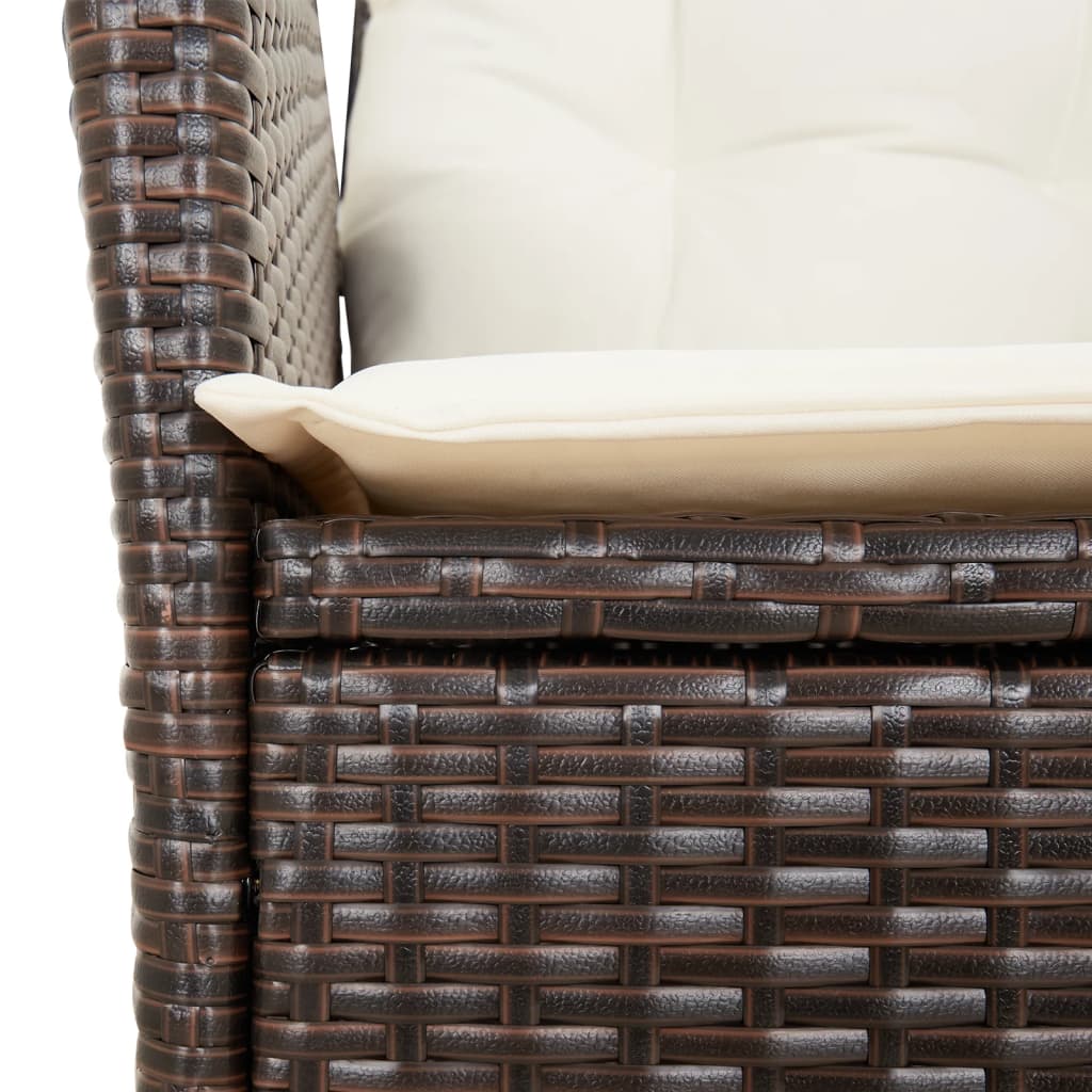 Gartensessel Verstellbar mit Kissen Schwarz Poly Rattan