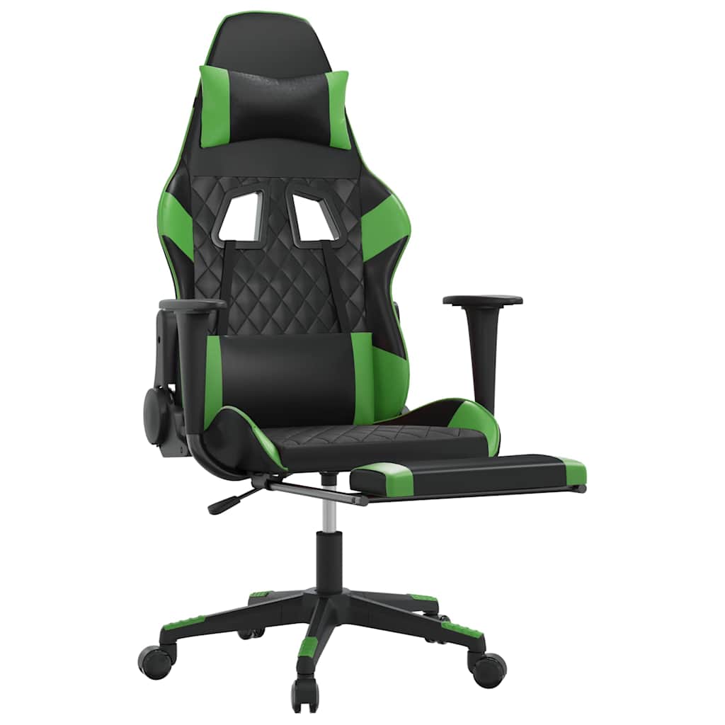 Gaming-Stuhl mit Massagefunktion Schwarz und Blau Kunstleder