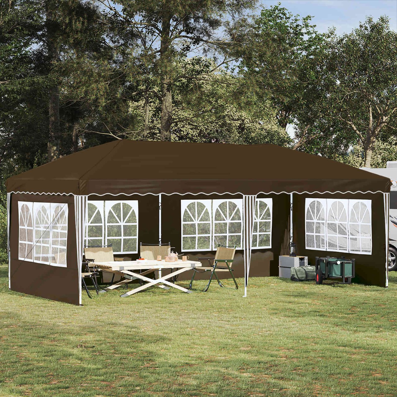 Pop-up Partyzelt 575 x 290 x 245 cm Creme