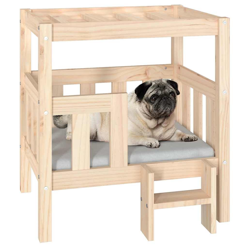 Hundebett Weiß 55,5x53,5x60 cm Massivholz Kiefer