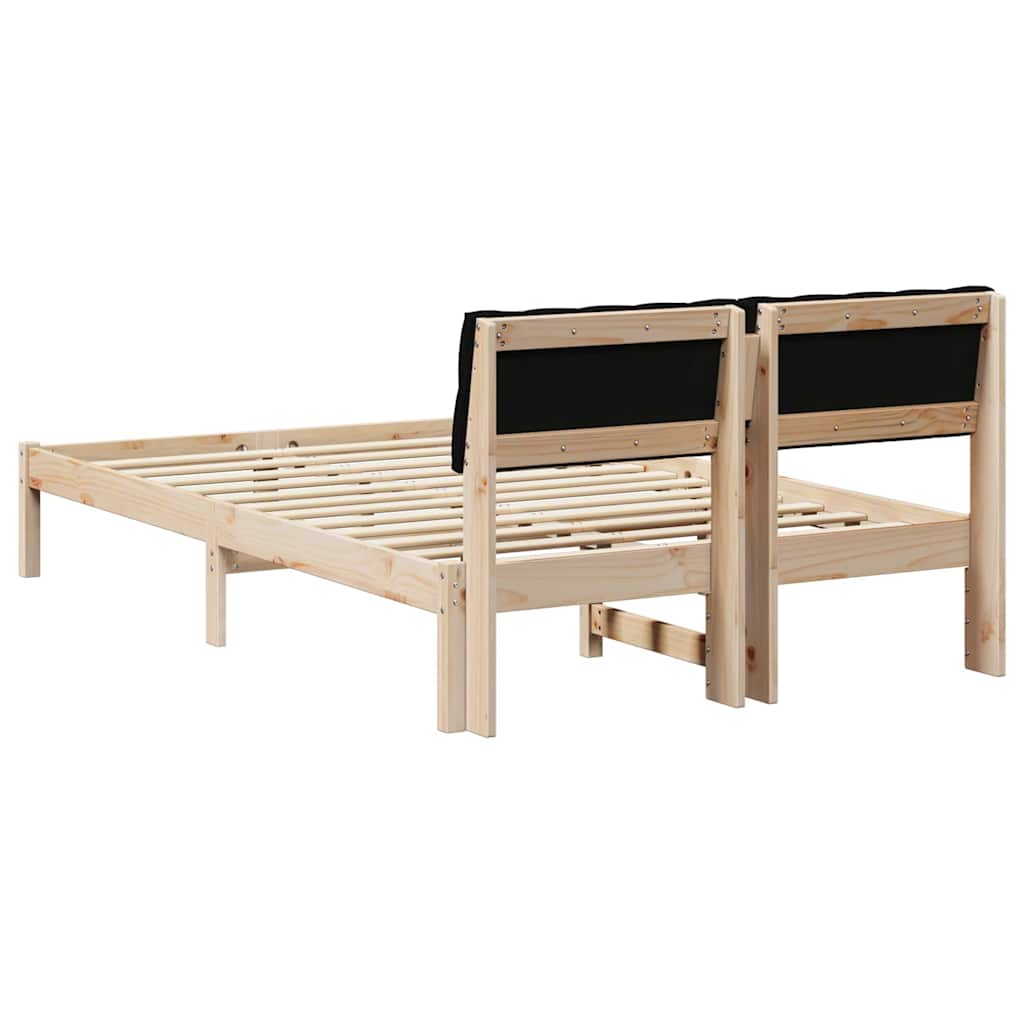 Bettgestell Braun und hellgrau 200 x 200 cm Massivholz Kiefer