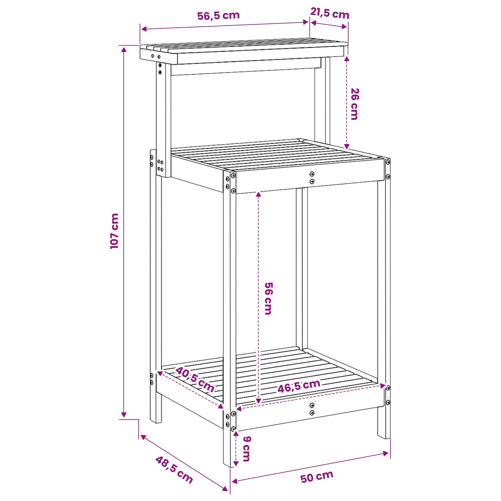 Outdoor Umtopfbank 56,5 x 48,5 x 107 cm Massivholz Akazie Natur